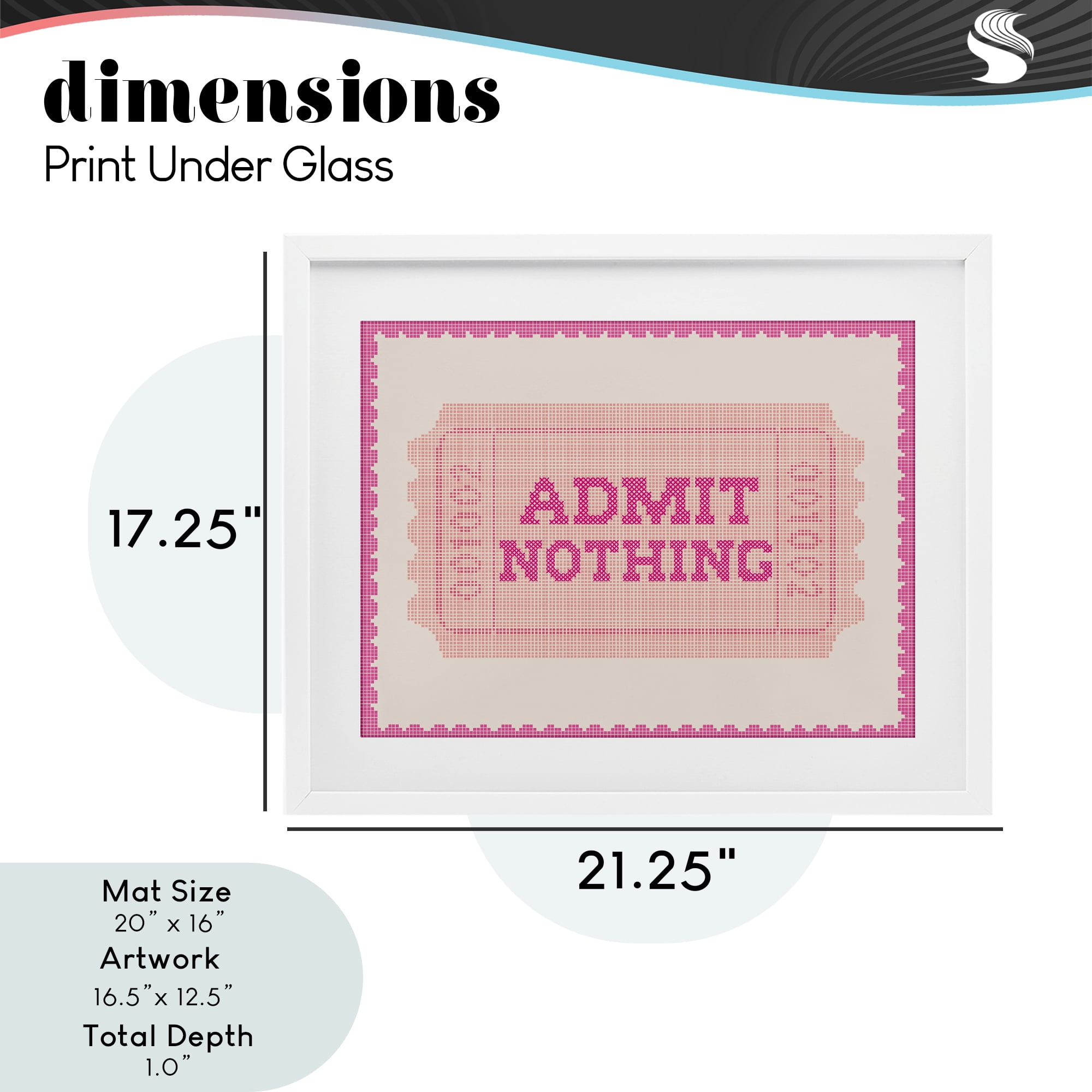 Stupell Industries Admit Nothing Retro Pink Ticket White Framed Print Under Glass, design by Lil' Rue