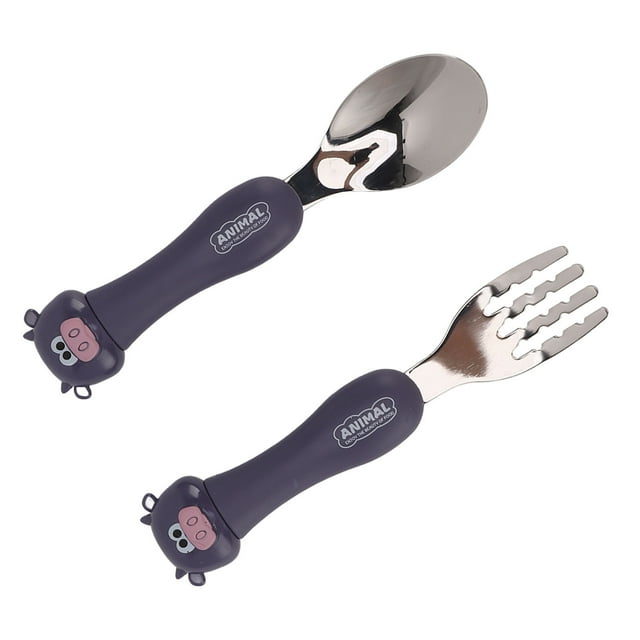 Tenedor de dibujos animados cuchara de acero inoxidable para alimentación de bebé cucharas de entrenamiento tenedores vajilla portátil de animales para niños segura y ANGGREK Otros