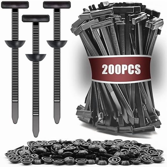 200Pcs Cable Tie Buckle Zipper Clips for Cars Self Locking Zip Ties with Clear & Car Clips Fasteners