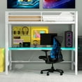 thumbnail image 2 of Bellemave Loft Bed Twin Size with Desk, Metal Twin Loft Bed Frame with Power Outlet and LED Lights, Heavy Duty Gaming Loft Beds with Ladder for Bedrom, No Box Spring Needed（Twin,White), 2 of 9