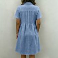thumbnail image 5 of Womens Gingham Shirt Dress Collared Short Sleeve Relaxed Fit Casual Summer Dresses Comfy Everyday Midi Shirt Dresses Blue L, 5 of 5