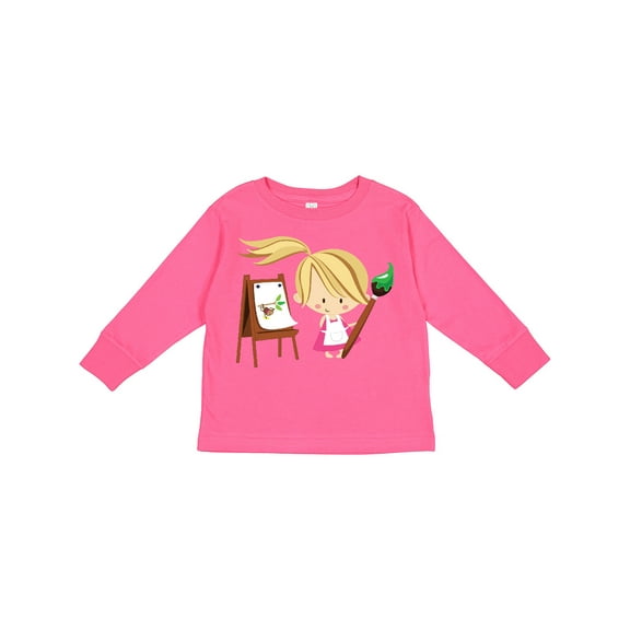 Inktastic Artist Girl with Easel Girls Long Sleeve Toddler T-Shirt