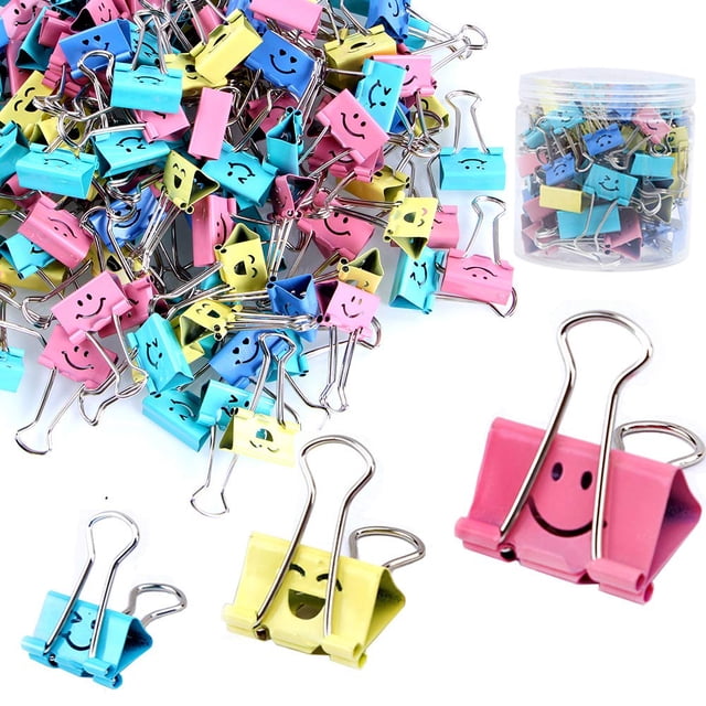 ¿Paquete De 80? Clips Para Carpetas Clips De Papel Limque Abrazaderas De Papel Con Cara Sonriente Hueca Linda De Colores 80 Piezas Clip De Tamaños Variados Para Regalos De Maestros De Oficina Y Cocina