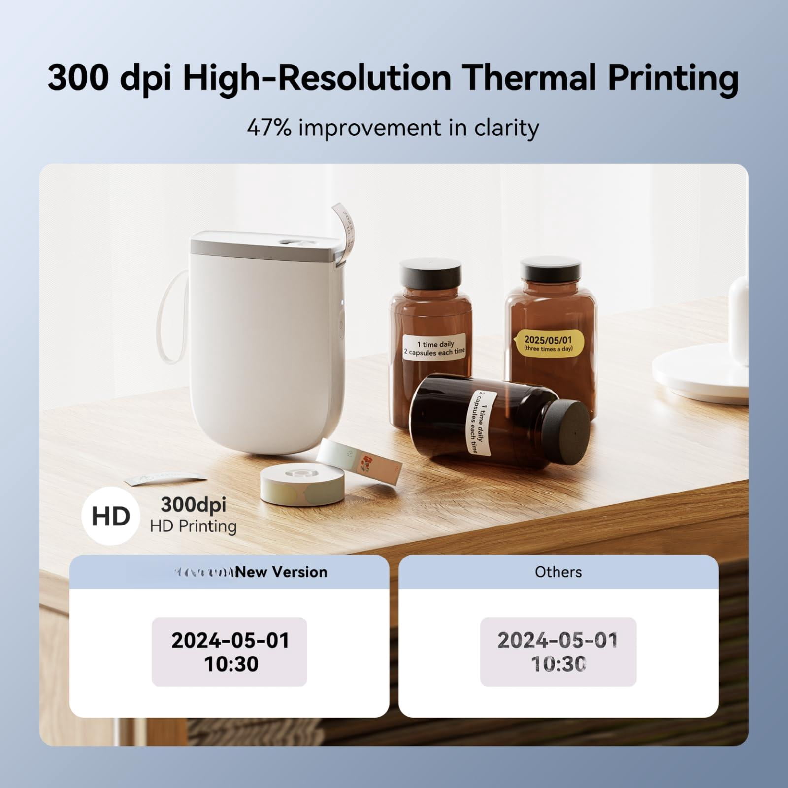 D11 Version Label Maker Machine With Tape 300dpi Printer  Portable Thermal Sticker For Organizing Home Office School White