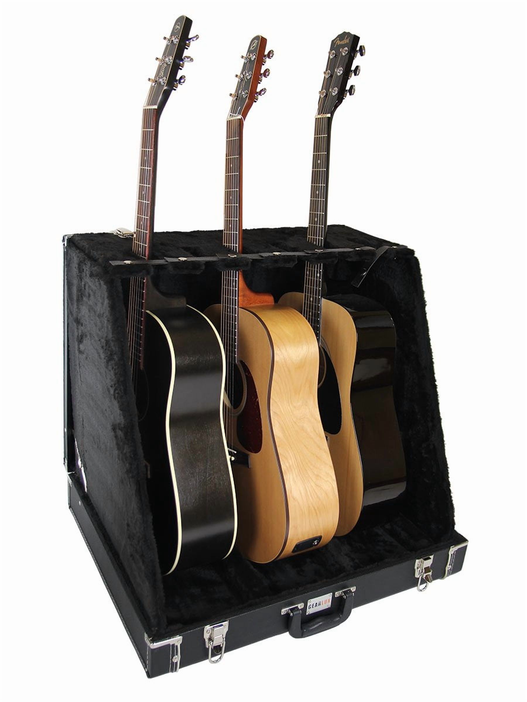Gearlux Multiple Guitar Stand Case for 6 Electric or 3 Acoustic Guitars, Hardwood Exterior, Plush Interior
