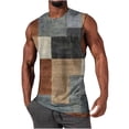 thumbnail image 1 of EOYWHK Tank Tops for Men Color Blocked Muscle Shirts Sleeveless Checkered Print Crewneck Pullover Blouse, 1 of 4