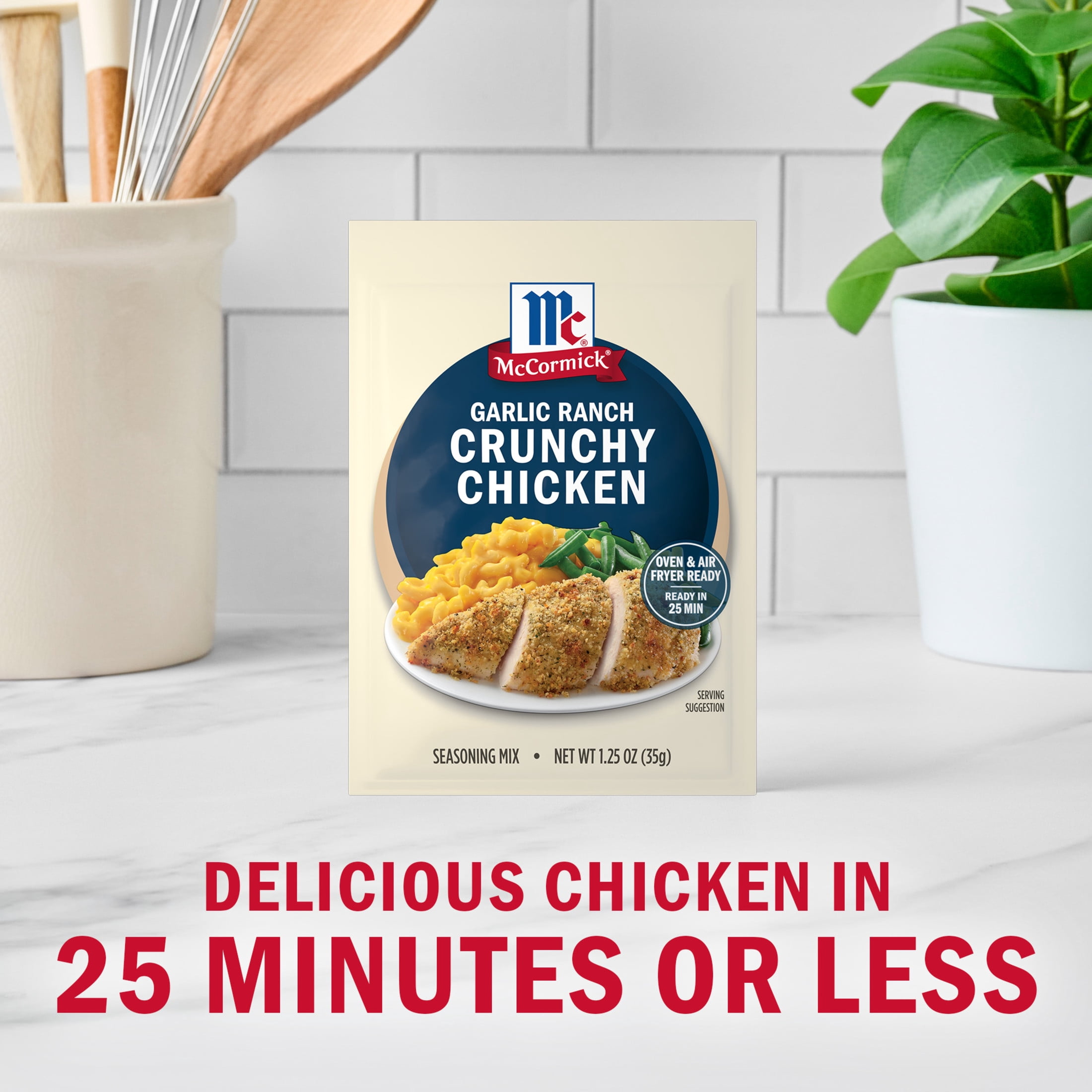(4 pack) McCormick Garlic Ranch Crunchy Chicken Seasoning Mix, 1.25 oz Packet