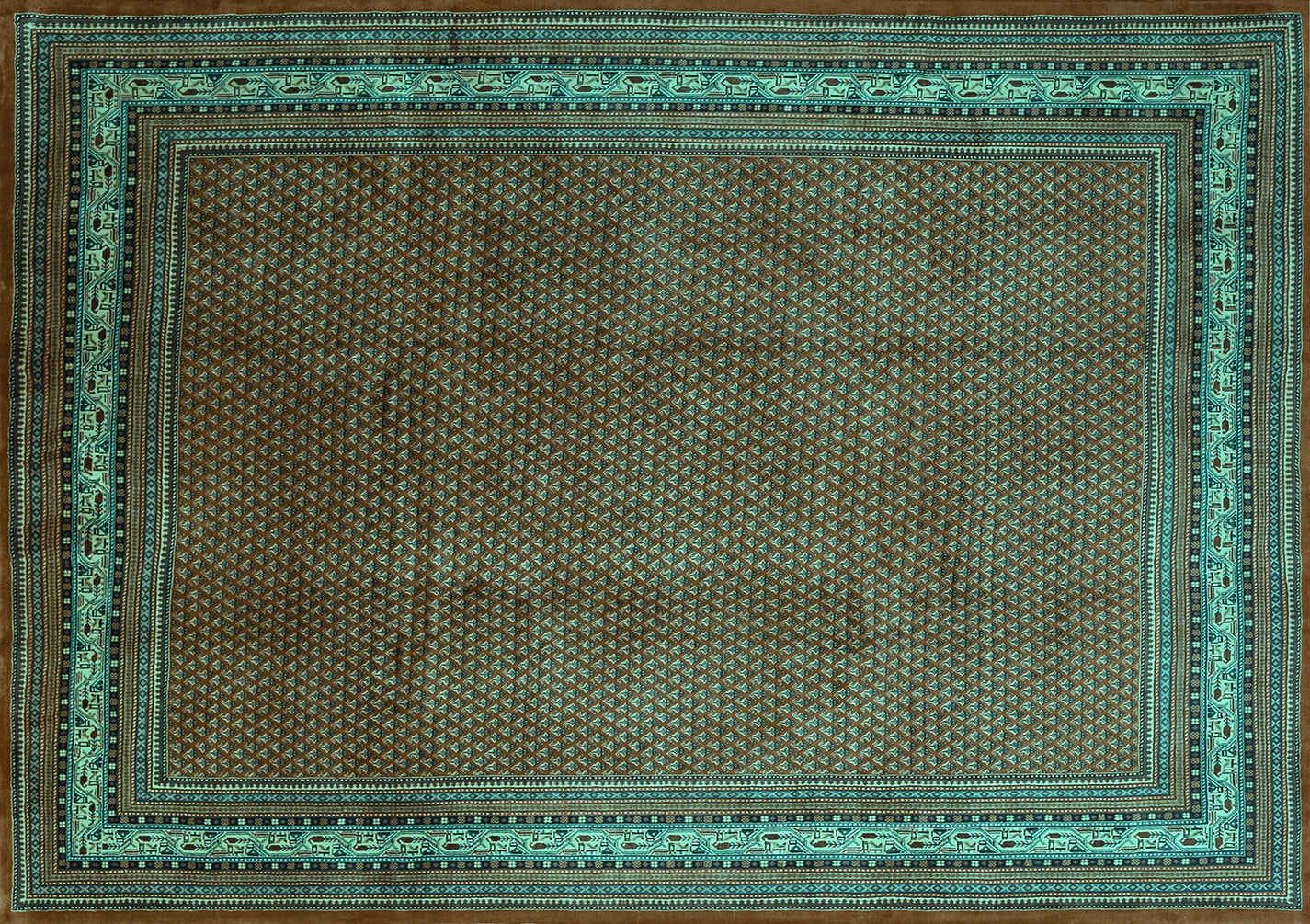 Ahgly Company Machine Washable Indoor Rectangle Persian Turquoise Blue ...