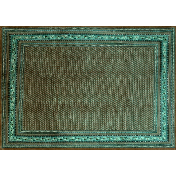 Ahgly Company Indoor Rectangle Persian Turquoise Blue Traditional Area Rugs, 2' x 4'