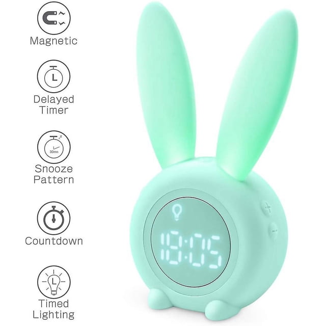 Reloj despertador con luz YONGSHENG conejo para niños lámpara de noche creativa función de repetición luz nocturna temporizada