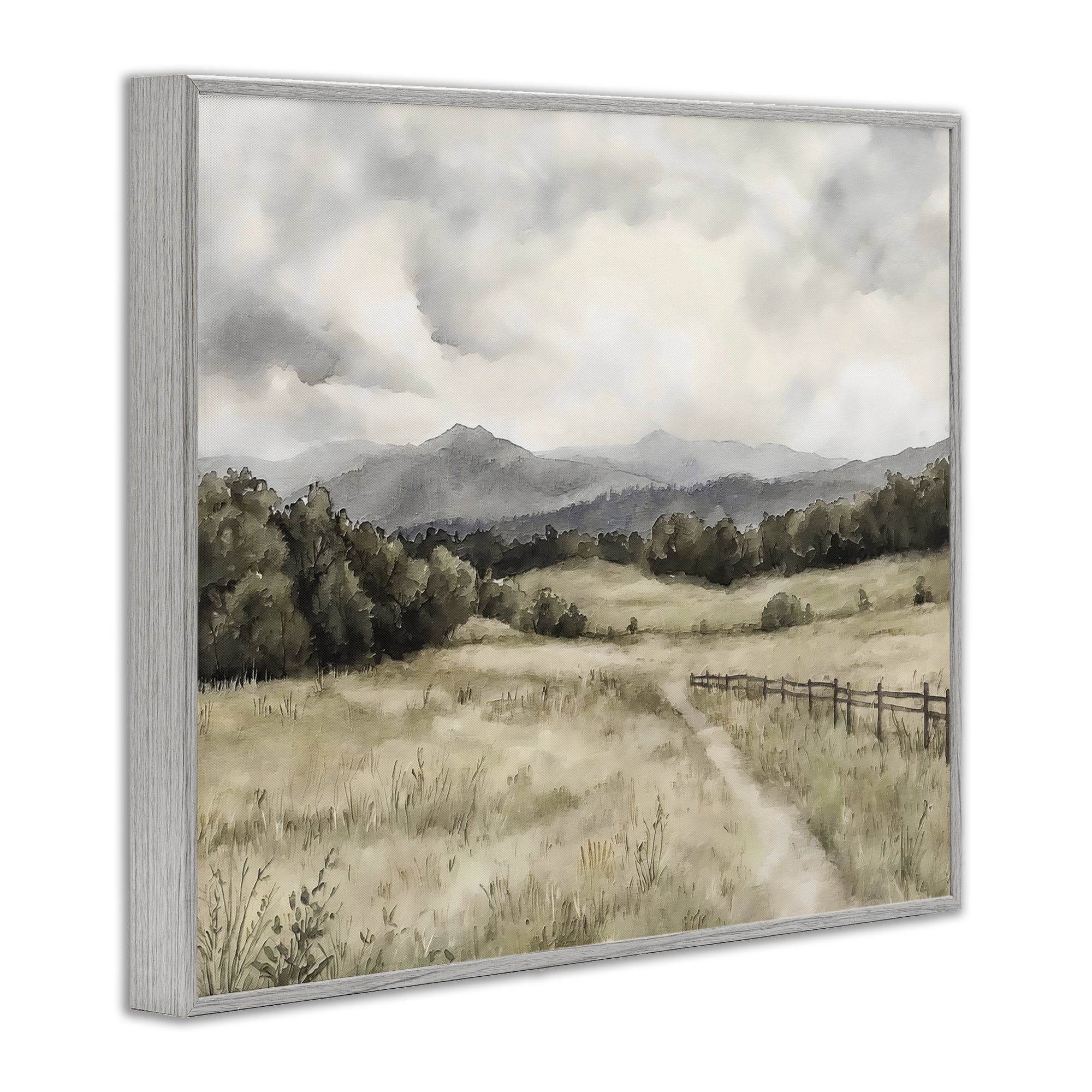 Stupell Industries Muted Trail Along Fence Gray Framed Giclee Art, design by Riley B