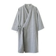 thumbnail image 2 of Fewfanhot Mens Robe, Plush Fleece Cardigen V-Neck Long Robe for Women & Men Knee-Length Waist Tie Solid Color Bathrobe with Pockets, 2 of 9