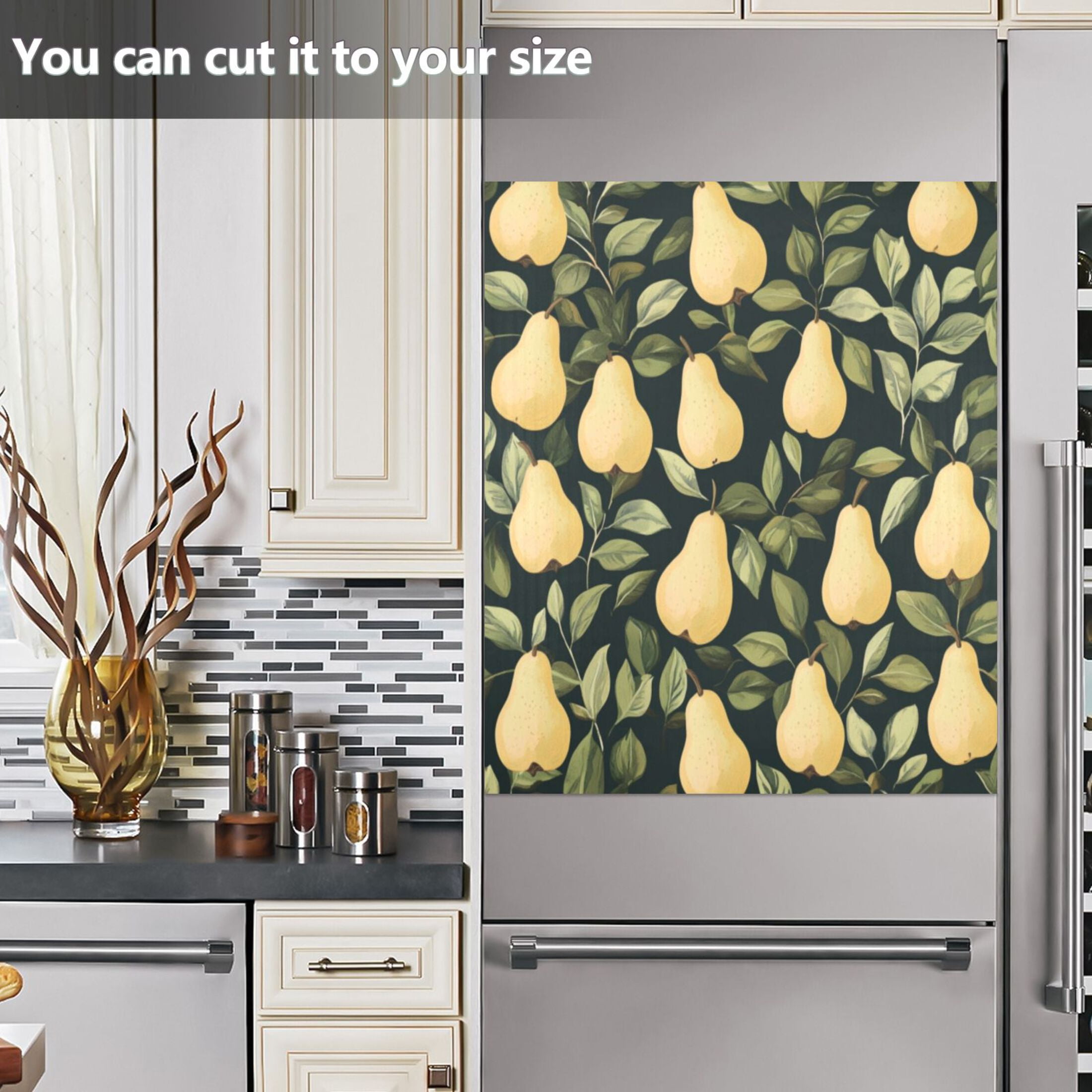 Dishwasher Magnetic Sticker 23x26 Inch Refrigerator Magnetic Sticker Washing Machine Magnetic Sticker Kitchen Panel Magnetic Sticker Home Decor Cute Cartoon Pear