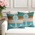 thumbnail image 3 of Set of 2 Nautical Anchor Pillow Covers 20x20 Inch, Rustic Blue Brown Wood Grain Vintage Decorative Throw Pillow Cases Cotton Cushion Covers for Sofa Couch Bed Living Room Bedroom Home Decor, 3 of 9