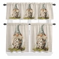 thumbnail image 2 of Kitchen Window Curtains Valance and Tier Set, Watercolor Easter Blue Gnome on Linen Rod Pocket Tier Curtain Valance Set, Spring Green Leaves Light Filtering Cafe Curtains for Bedroom Living Room, 2 of 9