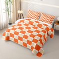 thumbnail image 3 of Homewish Pumpkin Plaid Twin Quilt Set, Happy Halloween Twin Coverlet Set, Orange Cream White, 2 Pieces 1 Bedspread and 1 Pillowcase, 3 of 7