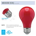 thumbnail image 4 of 2 Pack Ceramic Red Led Bulb A19 Medium E26 8W 60 Watt Equivalent Damp Location, 4 of 4