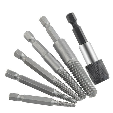 

6 Pcs Screw Extractor Center Drill Bits Guide Set Broken Damaged Bolt Remover Hex and Spanner for Broken Hand Tool