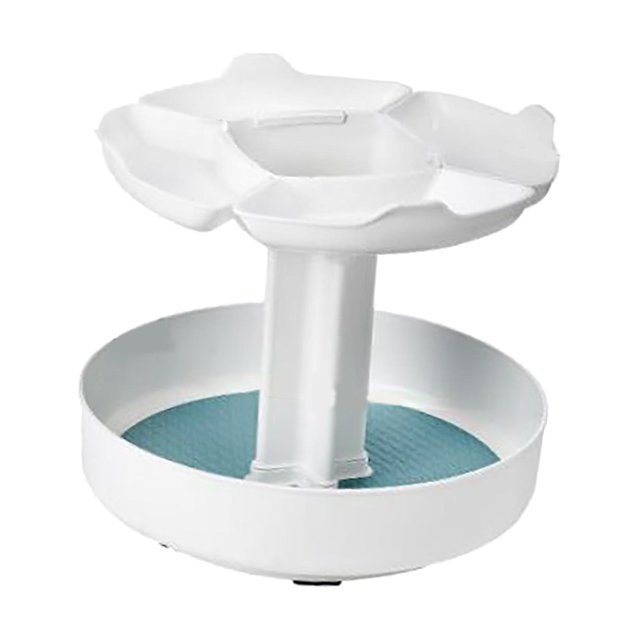 Tocadiscos de 2 niveles Sunnimix Soporte de exhibición bandeja para servir organizador de pasteles giratorio color azul