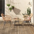 thumbnail image 6 of Barton 3-Piece Outdoor Patio Furniture Set, Weather-Resistant Wicker Chairs & Table with Cushions, Beige, 6 of 7