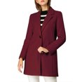 thumbnail image 5 of INSPIRE CHIC Women's Classic Notched Lapel Long Sleeves Long Overcoat M Burgundy, 5 of 8