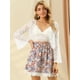 thumbnail image 3 of INSPIRE CHIC Blusa Elegante De Encaje Con Cuello Pico Manga De Campana Para Mujer Blanco M, 3 of 6