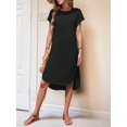 thumbnail image 5 of Ladies Summer Solid Color Slit Midi Dress, 5 of 7