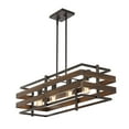 thumbnail image 3 of JONATHAN Y Horizon 34" 4-Light Rustic Farmhouse Iron Linear LED Pendant, Wood Finished/Oil Rubbed Bronze, 3 of 9
