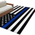 thumbnail image 2 of 3x5Ft Area Rugs Blue American Flag Non-Skid Rubber Backing Large Rectangle Rugs - Living Room Bedroom Home Office, Black White Striped US Flag Stars Indoor Floor Mat Carpets Washable Rug, 2 of 9