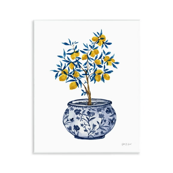 Stupell Industries Lemon Tree in Chinoiserie Food & Beverage Painting Unframed Art Print Wall Art, 11 x 14