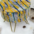 thumbnail image 4 of Home Soft Things Multi Jacquard Faux Fur Round Ottoman - Teal - 18" x 18" x 18", 4 of 8