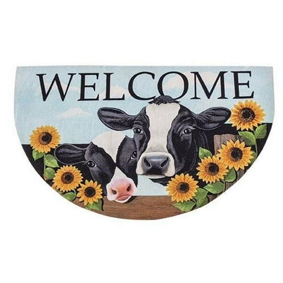 Welcome Cow Sunflower Half Mat