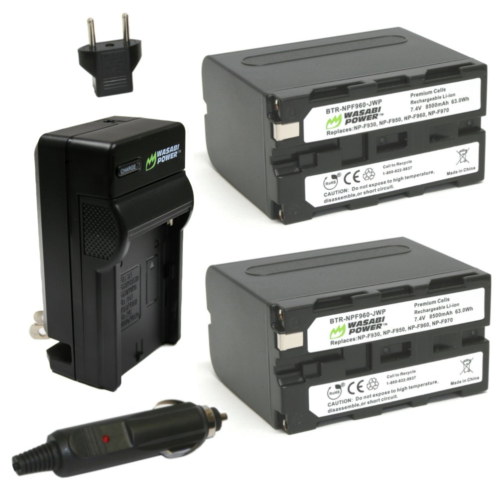 Wasabi Power Battery (2Pack) and Charger for Sony NPF950, NPF960, NP