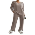 thumbnail image 1 of Women’s Two Piece Outfits Set Long Sleeve V Neck Ribbed Tops and Pants, 1 of 6