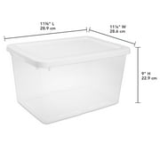 Sterilite 20 Quart Small Storage Bin, Clear Plastic Storage Container with Snap-On Lid, White