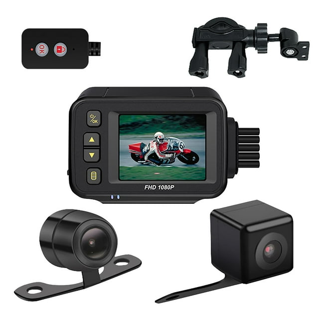 Birdeem Motorfiets Dvr Cam 720P Voor Achter Dual Lens Gps Video Recorder