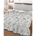 thumbnail image 3 of Quilts Twin-XL Size Bedding Set, Gray Flowers Lightweight Quilted Comforter, Spring Summer Farmhouse Botanical Soft Reversible Bedspread Coverlet with Pillow Covers for All Season, 68" x 98", 3 of 7