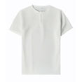thumbnail image 3 of FRSASU Men's Henley Shirt Short Sleeve Casual Button Basic Tees Slim Fit Stretch Summer T-Shirts White, 3 of 9