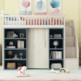 thumbnail image 2 of Euroco Wood Full Size Loft Bed with 2 Shelves and Storage Staircase, Curtain and Cabinetsfor Kids Teens, 2 of 11