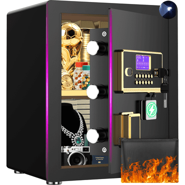 SYSENFO 3.0 Cuft Large Security Safe Box, Digital Keypad Lock, Built-in Alarm System & Fireproof Bag, Home & Office Safe for Cash, Valuables (Black)