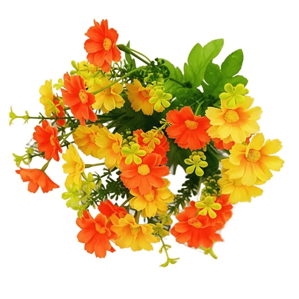 Ramo de flores artificiales | Arreglo floral artificial de 28 cabezas con ranúnculos y mini margaritas para decoración del hogar, centro de mesa para bodas