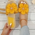 thumbnail image 4 of Womens Sandals Beach, Xunlbb Women's Summer New Casual Flat Flat Big Flowers To Wear Flat Beach Slippers(Yellow,Size:37), 4 of 8