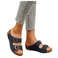 thumbnail image 6 of Adjustable Strappy Wedge Sandals Gladiator Slides Women Hook Loop Outdoor Platform Comfort, 6 of 9