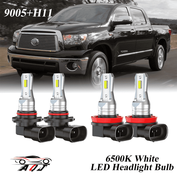 Compatible with Toyota Tundra 2007-2013 LED Headlight Bulbs KIT High Low Beam Combo (Pack of 4) , 6500K White 10,000LM Super Bright, Plug and Play