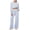 Blue, variant on Women's Terry Cloth Relaxed Fit Two-Piece Set, Crew Neck Long Sleeve Crop Top with Matching Wide Leg Pants, Casual Outfit for Loungewear and Everyday Wear