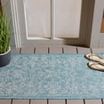 thumbnail image 3 of SAFAVIEH Courtyard Darin Botanical Indoor/Outdoor Area Rug, Aqua/Grey, 2' x 3'7", 3 of 13