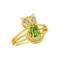 thumbnail image 3 of RYLOS Bagues pour Femmes Bague Chat en Or Jaune 14K Pierre Précieuse Ovale 7X5MM et Diamants Étincelants Péridot d'Août Bijoux Taille 12, 3 of 7