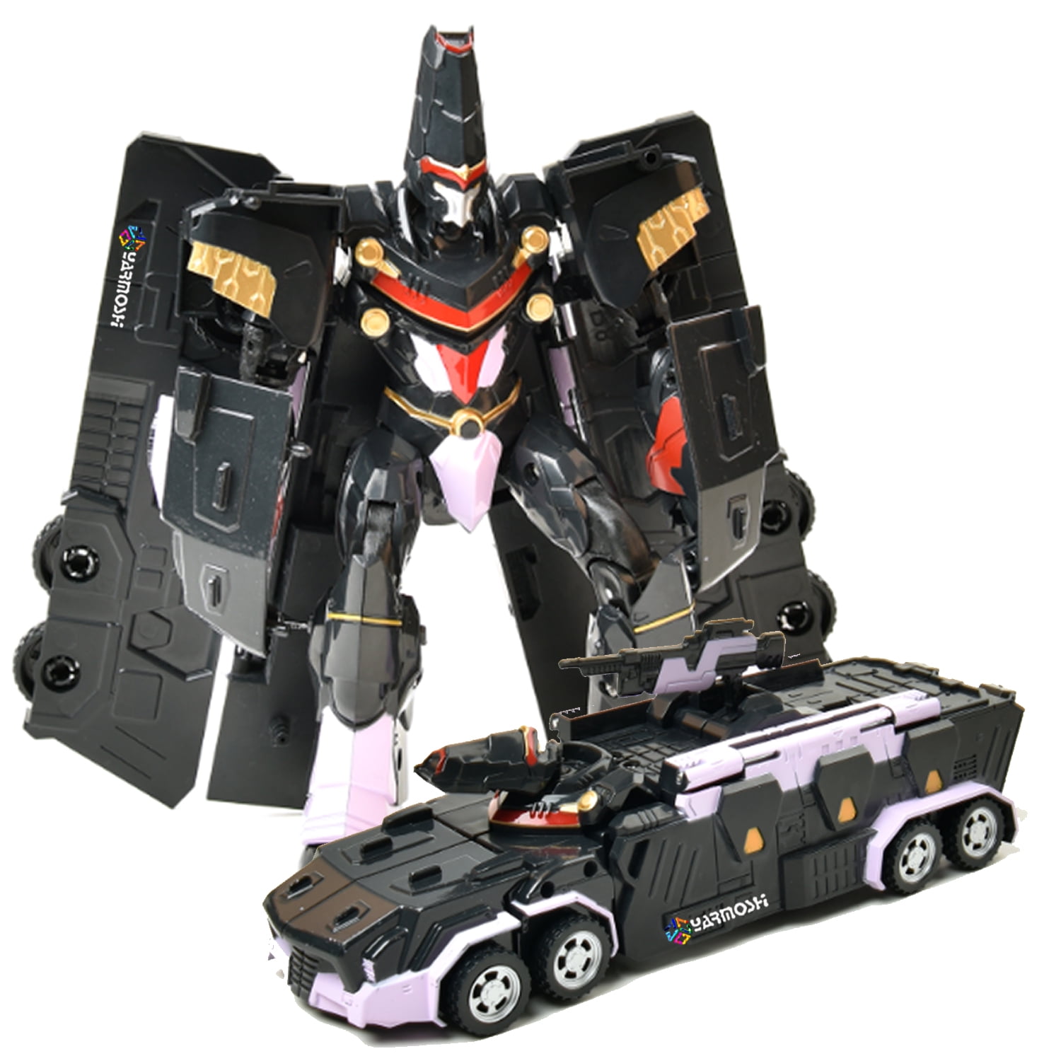 Yarmoshi Die cast Model Police Army APC Troop Carrier with Gun Gift for Boys Girls One Button Age 5+