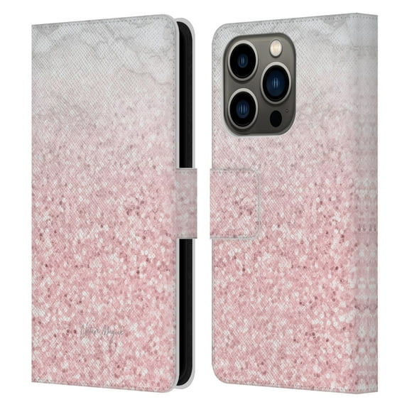 Head Case Designs Officially Licensed Nature Magick Rose Gold Marble Glitter Pink Sparkle 2 Leather Book Wallet Case Cover Compatible with Apple iPhone 14 Pro