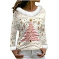 thumbnail image 3 of Women's Christmas Shirts Furry Collar Merry Christmas Tree Shirts Long Sleeve Xmas Holiday Party Tees Tops, 3 of 7
